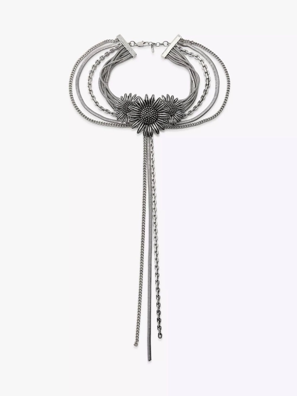 Zara Floral Multi-Chain Lariat Necklace